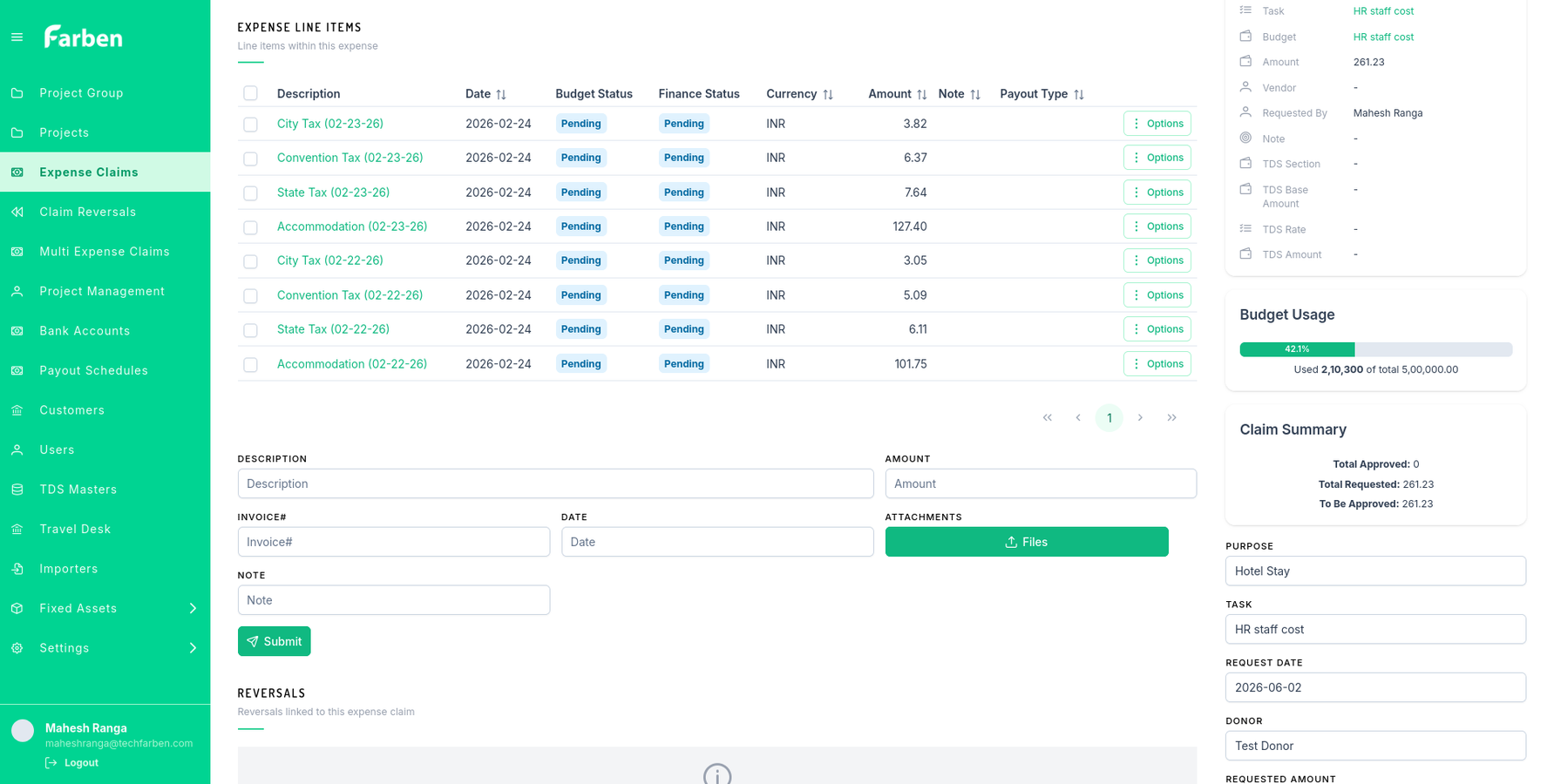 FarbenBridge Project Finance and Donor Fund Dashboard